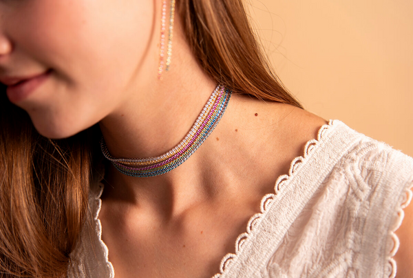 Collana Mini Tennis Choker con Pietre Bianche