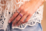 Anello Mini Tennis Regolabile con Zirconi Bianchi