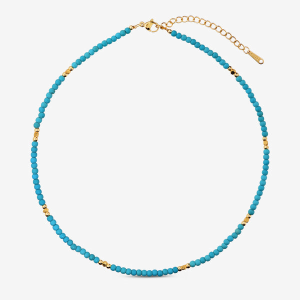 Collana con Pietrine Azzurro Turchese e dettagli dorati
