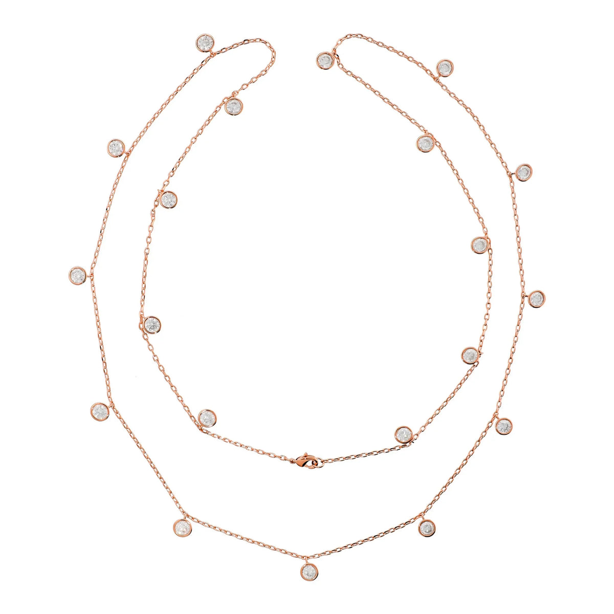 Collana Lunga con Castoncini Zirconi Bianchi - L DI LINDA