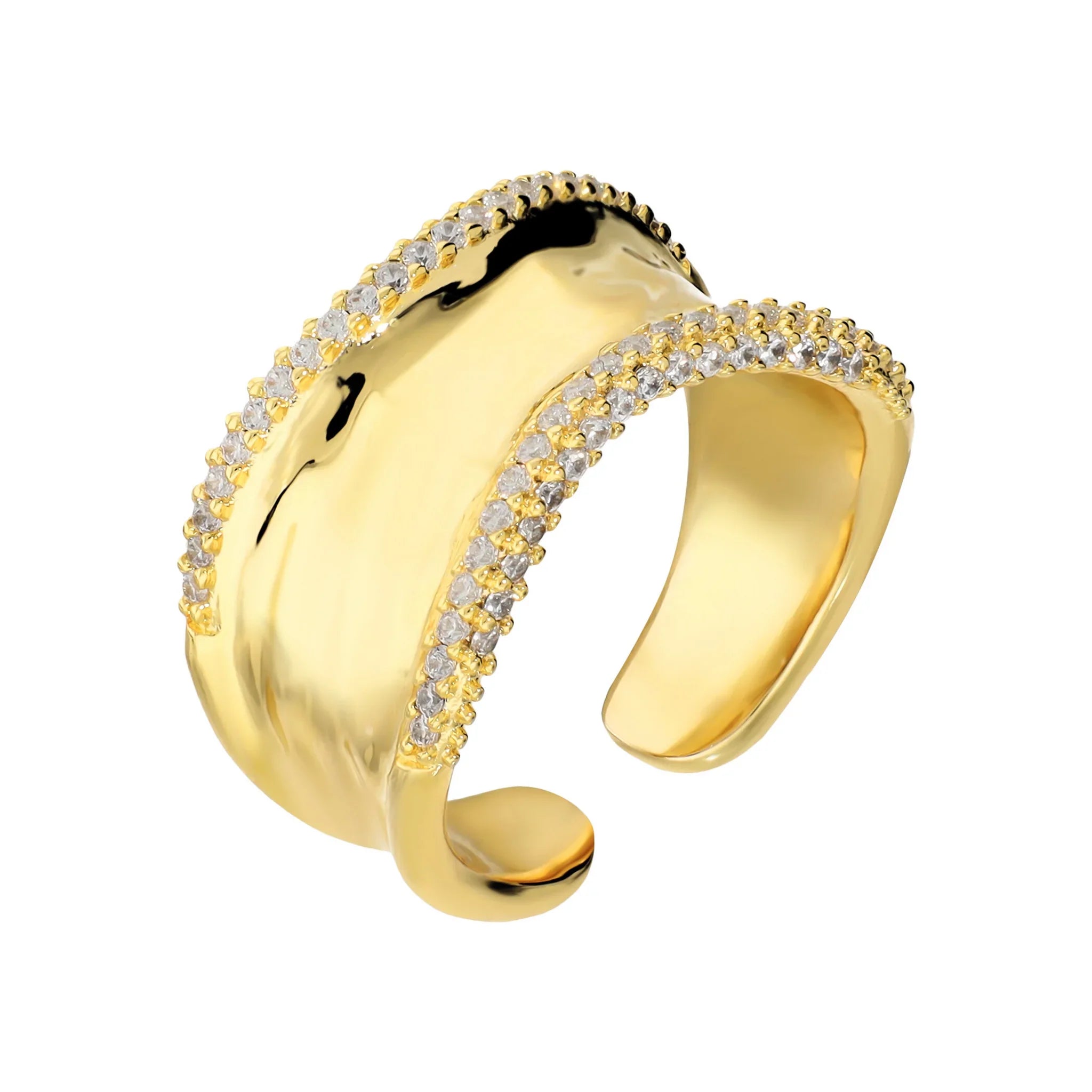 Anello Fascia Dorata con Zirconi - L DI LINDA