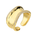 Anello Fascia Dorata con Zirconi