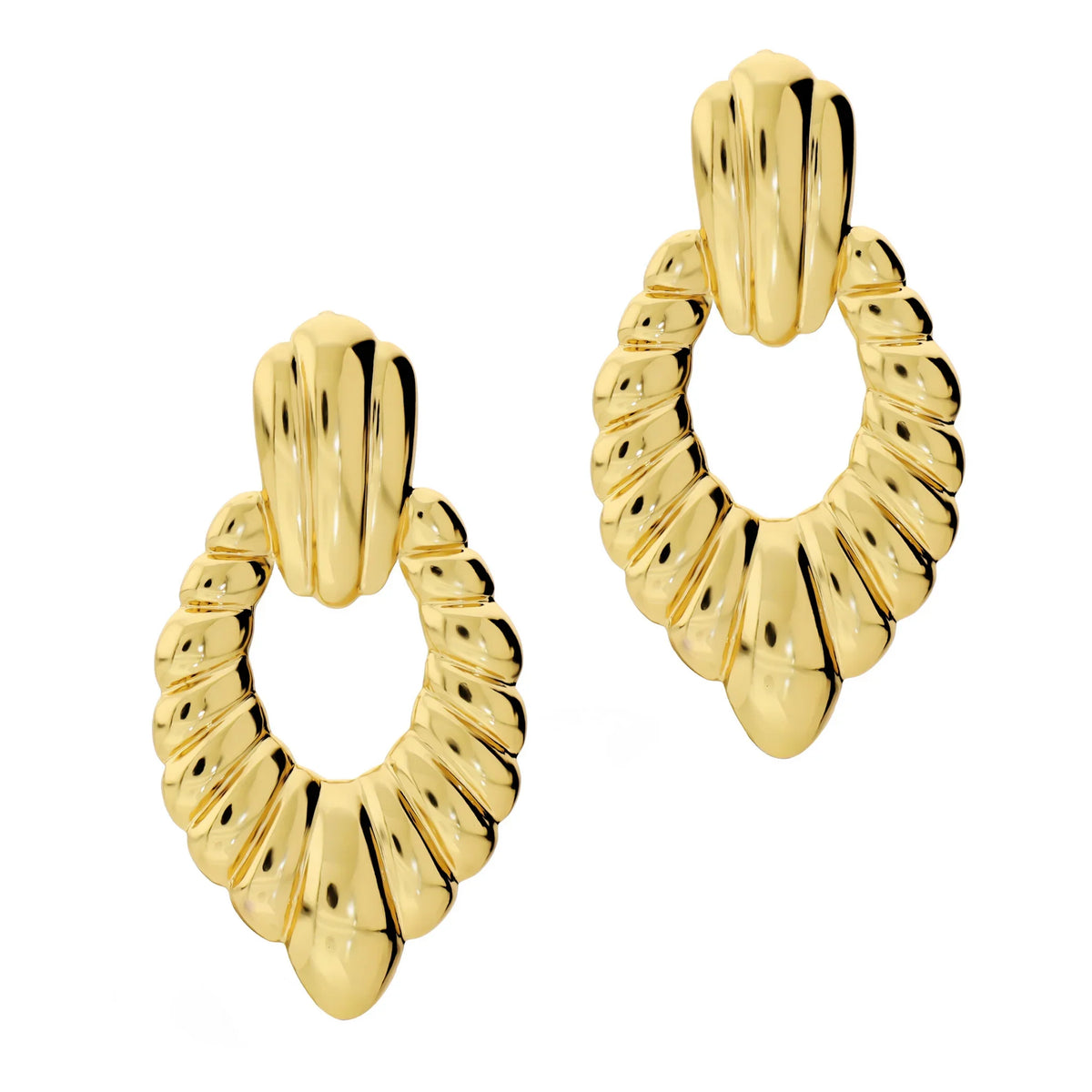 Orecchini Anello Scanalato Dorato - L DI LINDA
