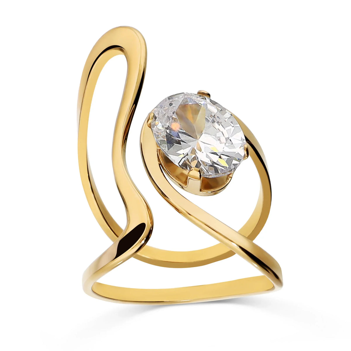anello con pietra tonda grossa regolabile - L DI LINDA