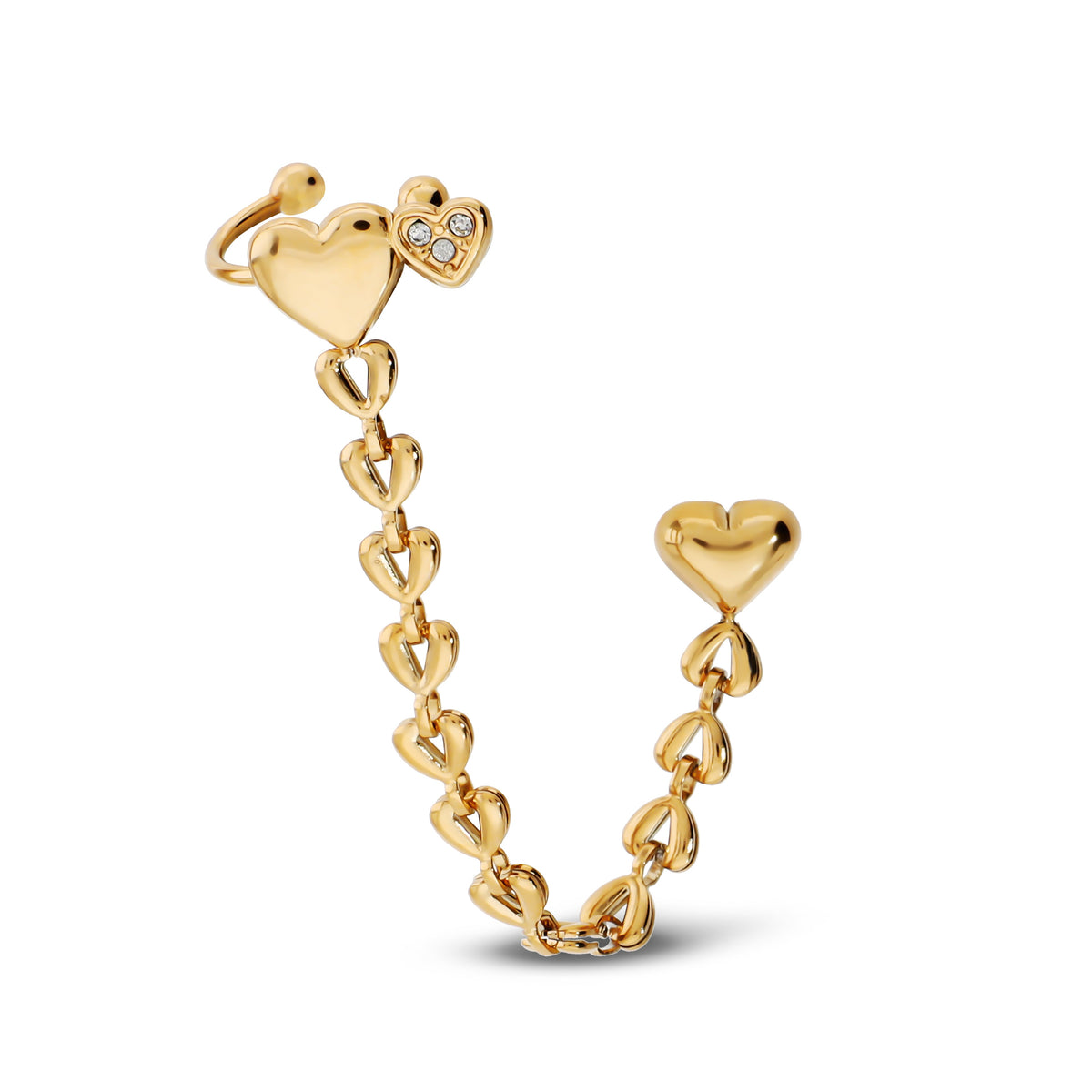 Orecchino + ear cuff Heart Chain