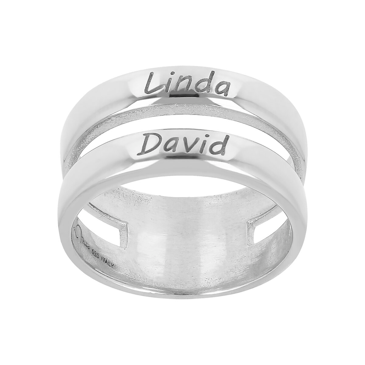 Anello a Due Fasce con Nomi Incisi - L DI LINDA