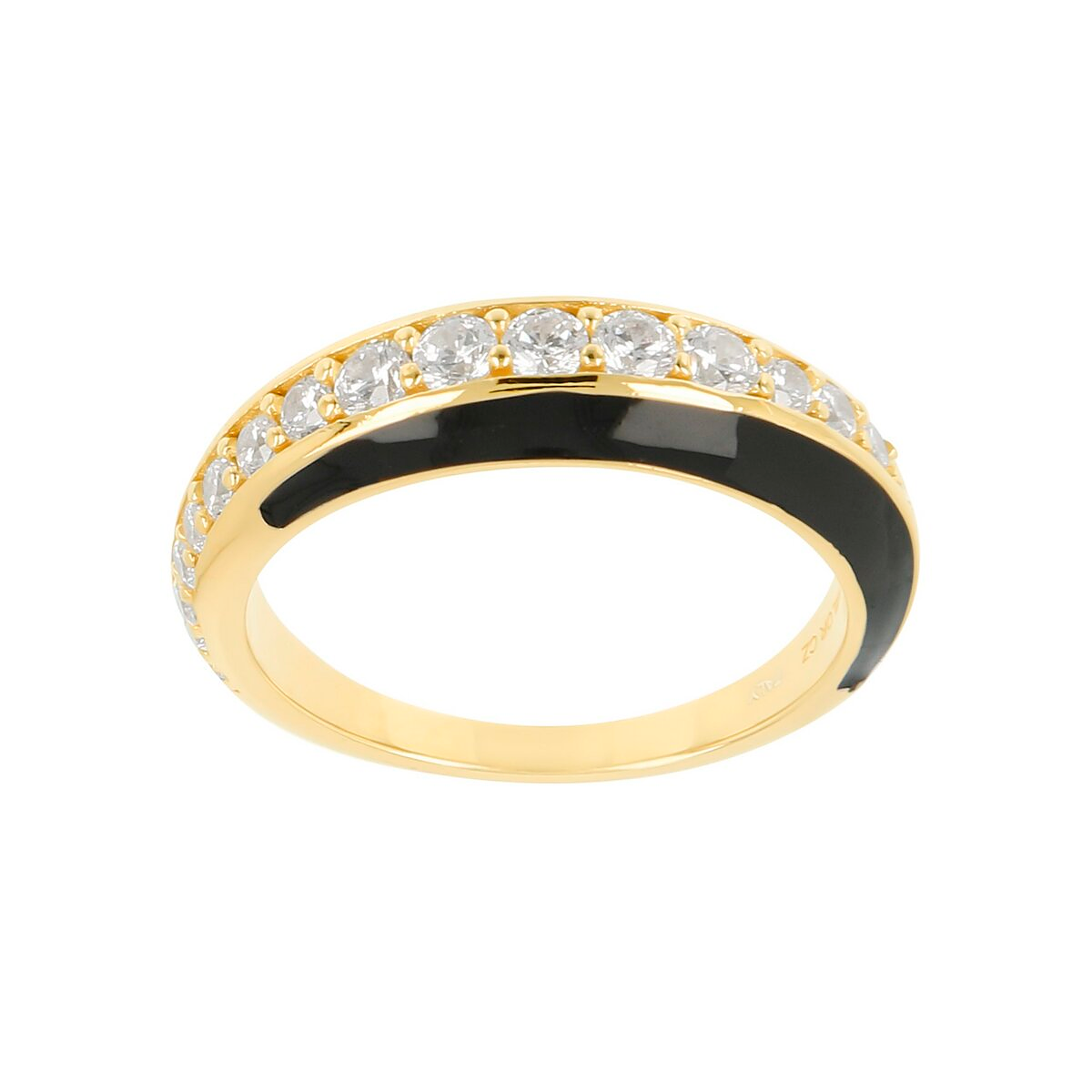 Anello con Smalto Nero e Rosso con Zirconi - L DI LINDA