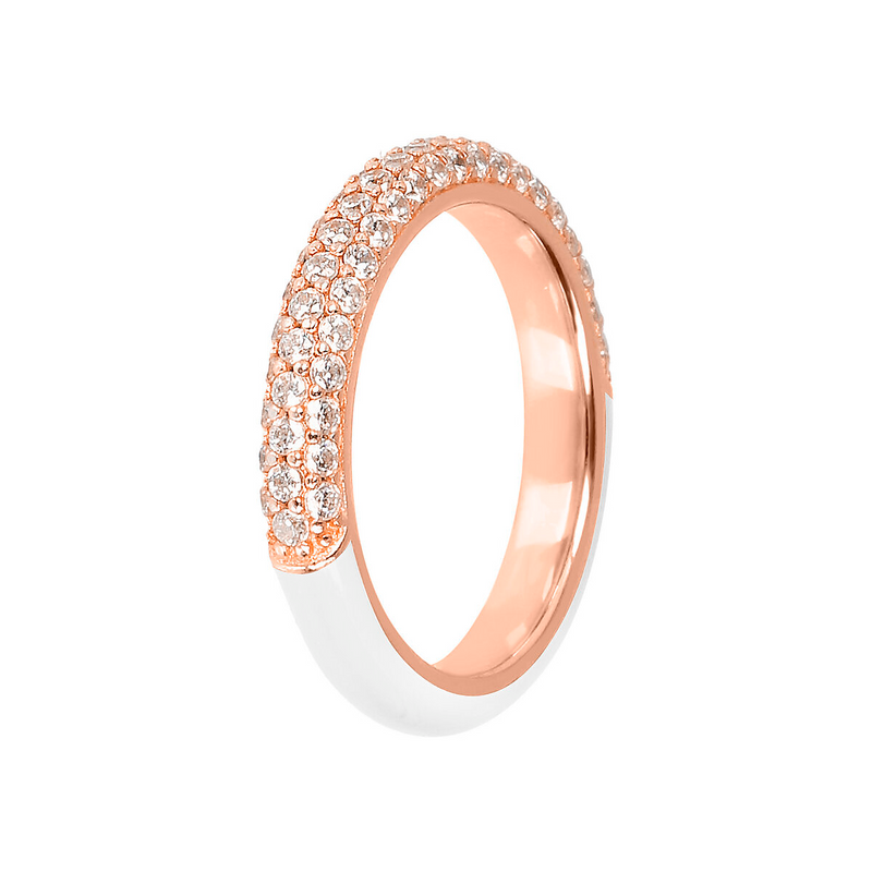 Double face ring with colored enamel and zircons