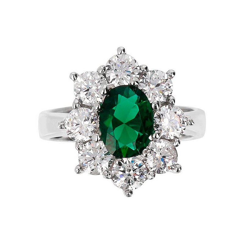 Ring with large stone and zirconia