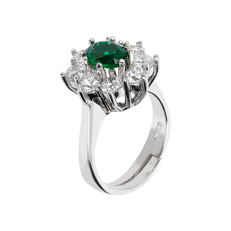 Ring with large stone and zirconia