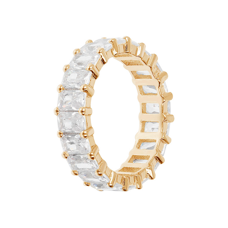Baguette Ring with Large White and Colored Zirconia