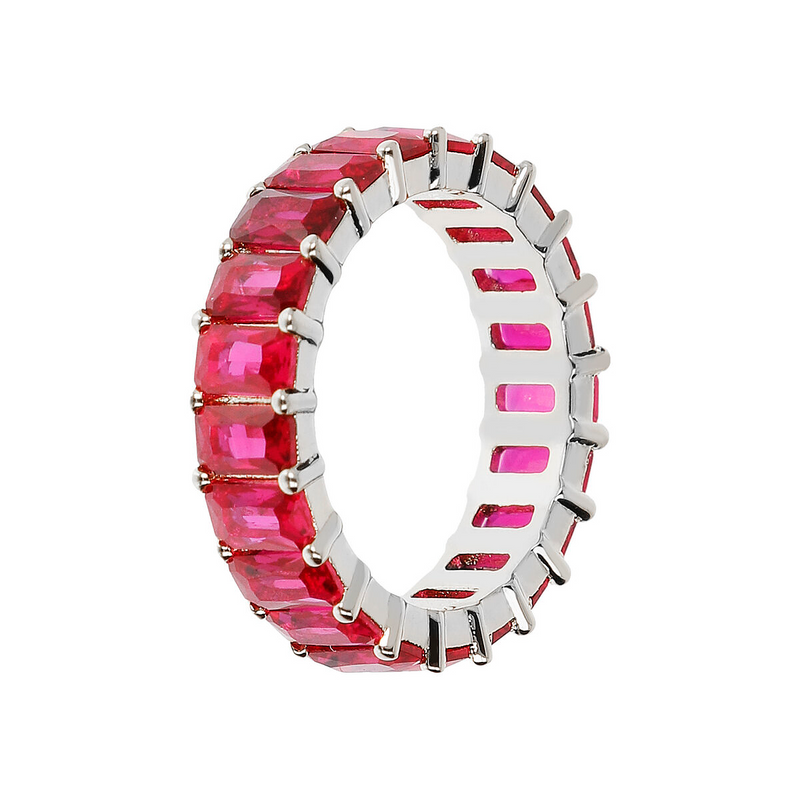 Baguette Ring with Large White and Colored Zirconia