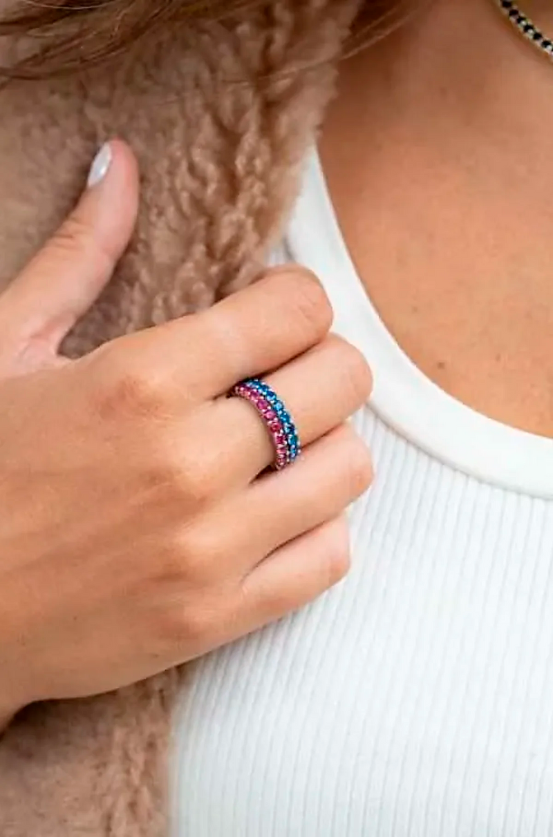 Tennis Veretta Ring with Colored Zirconia