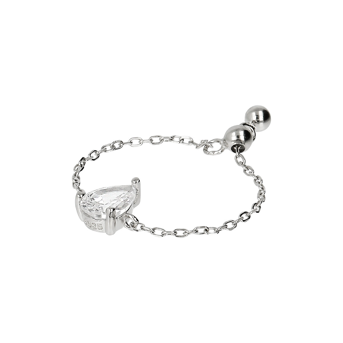 Anello Regolabile con Catena morbida e Zircone Centrale - L DI LINDA