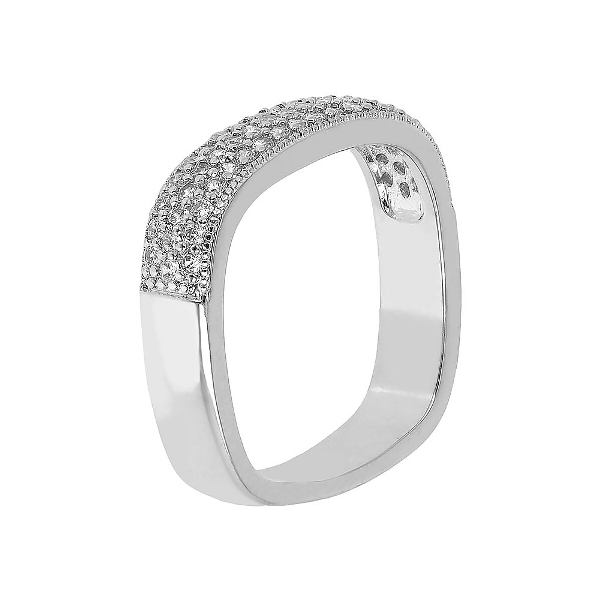 Anello Rettangolare con Zirconi Bianchi - L DI LINDA