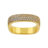 Rectangular Ring with White Zircons