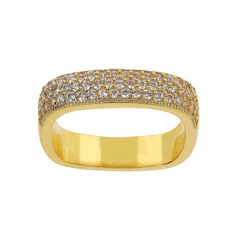 Rectangular Ring with White Zircons