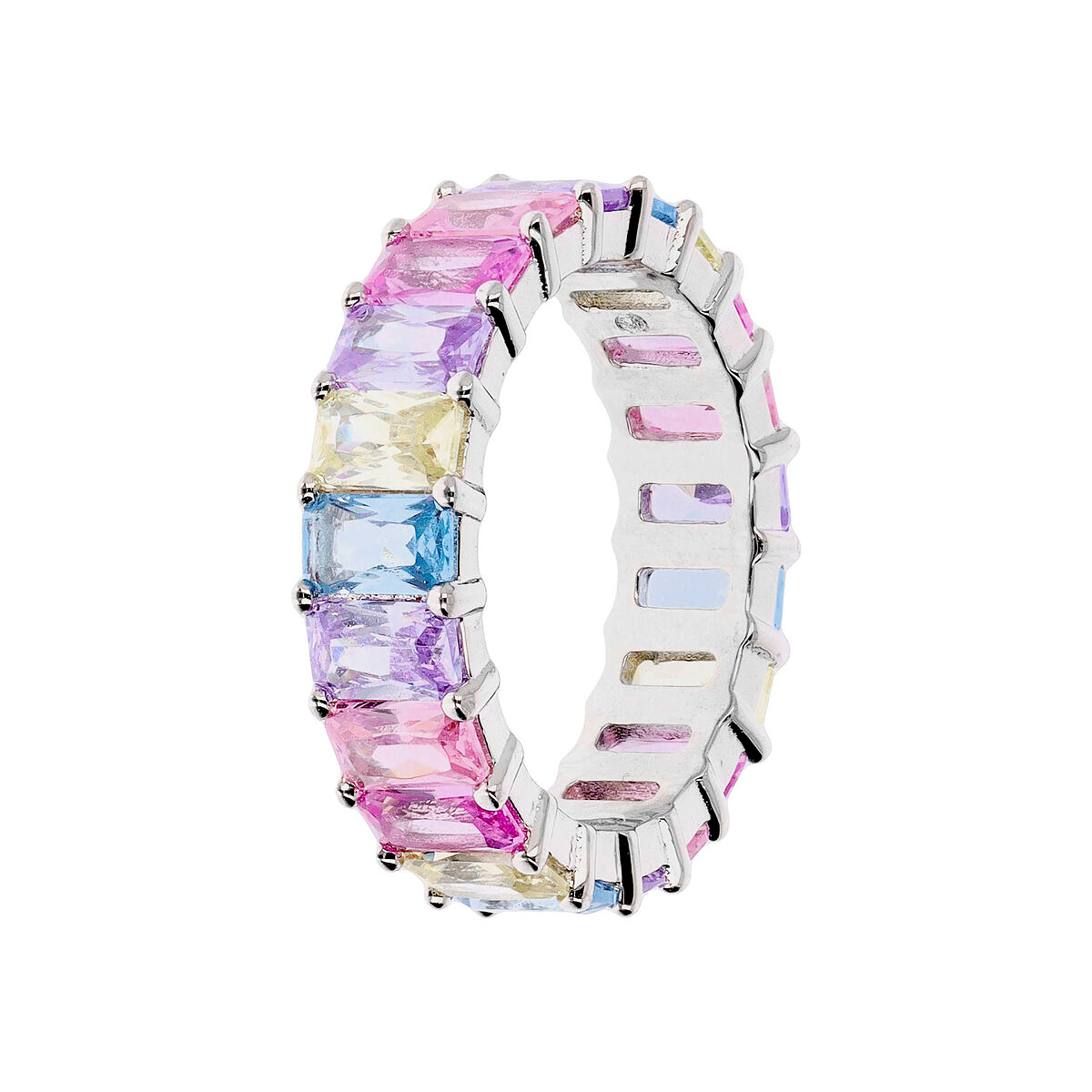 Anello Baguette con Grandi Zirconi Arcobaleno - L DI LINDA