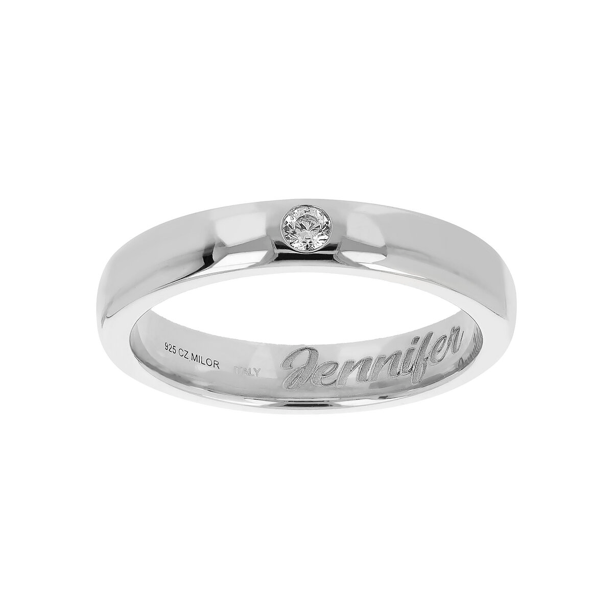 Anello a Fascia con Diamantino e Incisione Interna - L DI LINDA