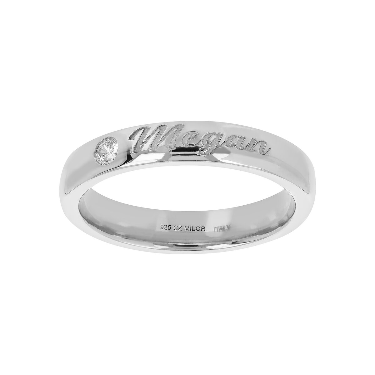 Anello a Fascia con Diamantino Laterale e Incisione Esterna - L DI LINDA