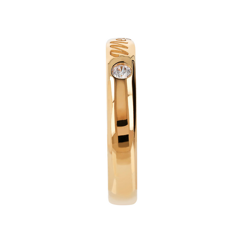 Band Ring with Side Diamond and External Engraving