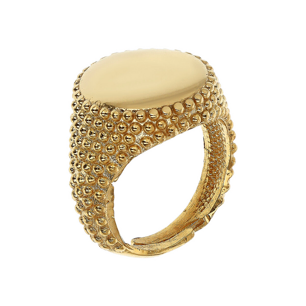 Round Dotted Pinky Chevalier Ring