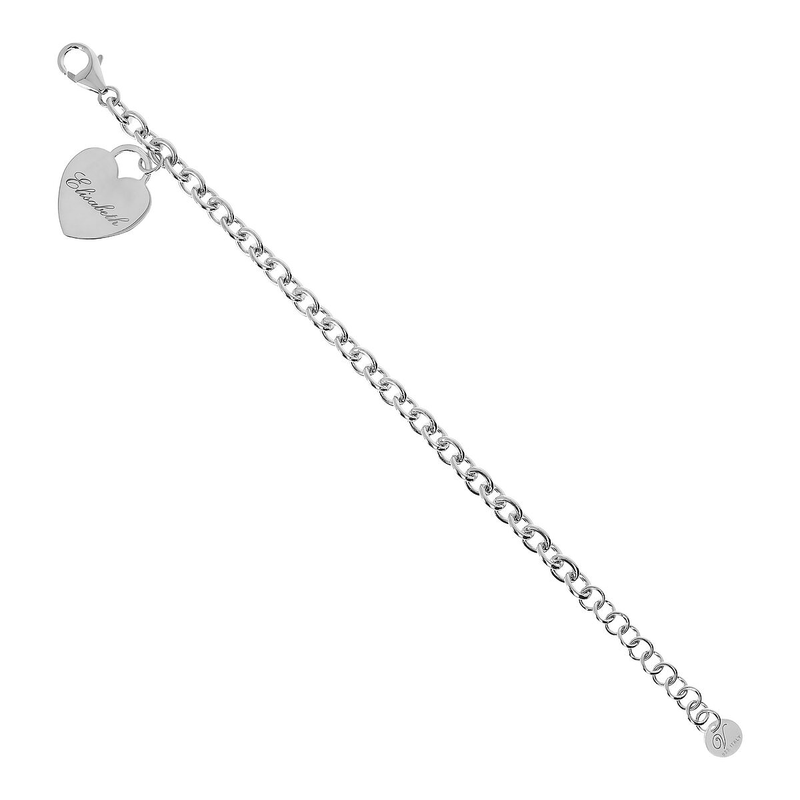 Bracelet with engraved heart pendant and T-Bar closure