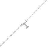 Braccialetto catena fine in argento bianco con iniziale zirconata
