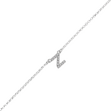 Braccialetto catena fine in argento bianco con iniziale zirconata