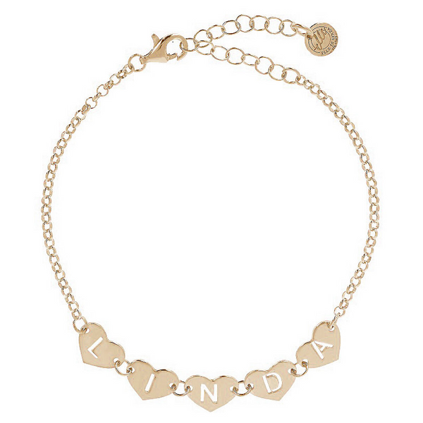 Bracelet with engraved hearts and letters