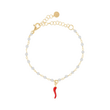 Bracelet with colored stones and enamel pendant