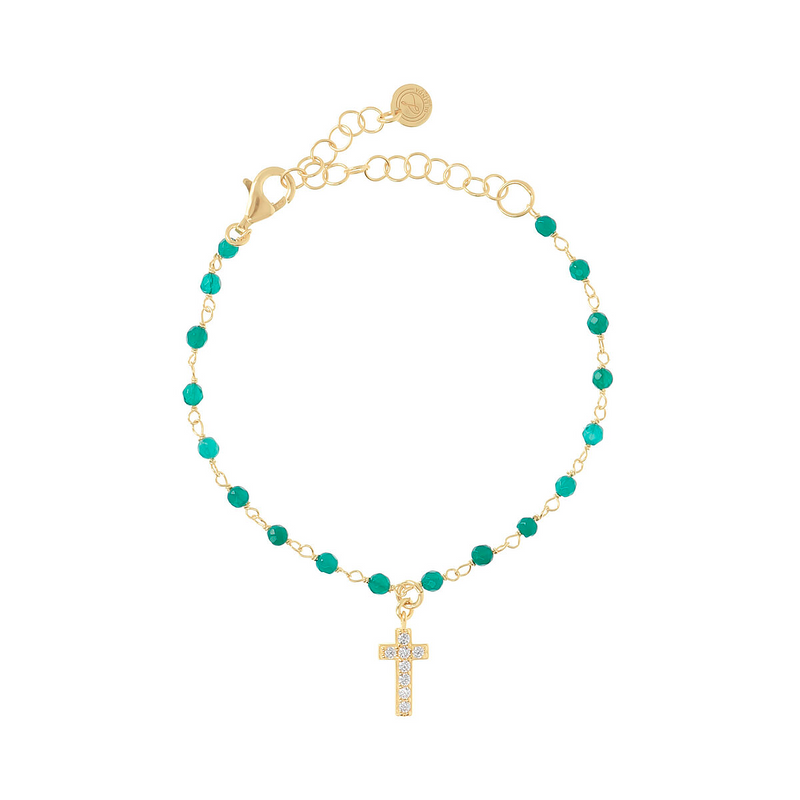 Bracelet with colored stones and enamel pendant
