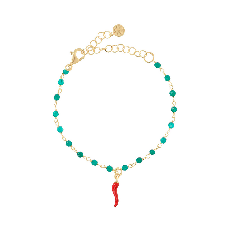 Bracelet with colored stones and enamel pendant