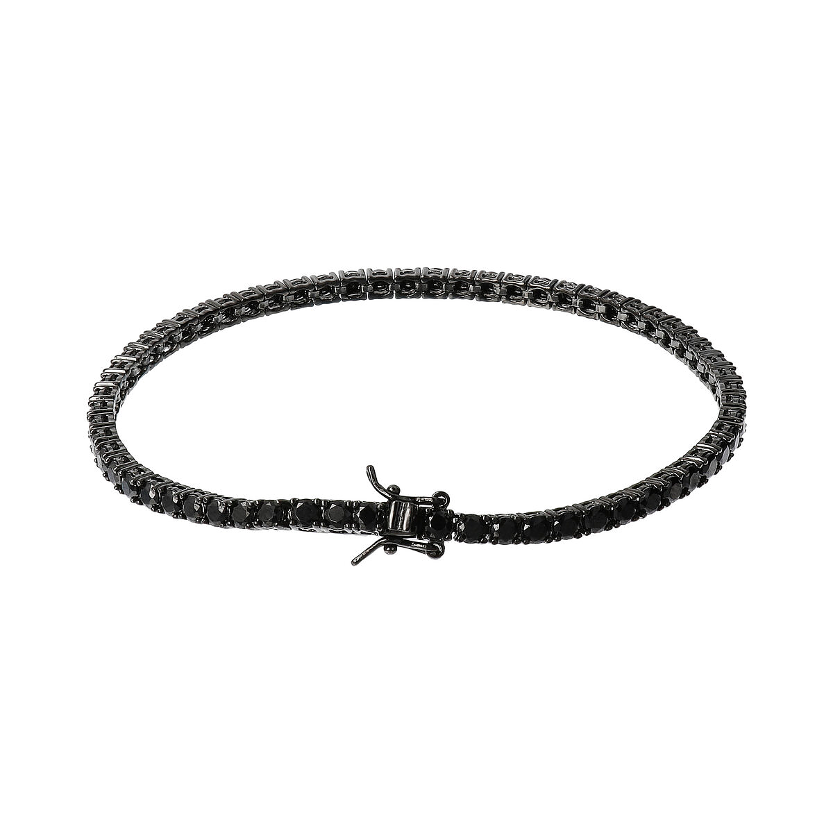 Tennis Uomo in Argento Rodio Nero zirconi neri - L DI LINDA