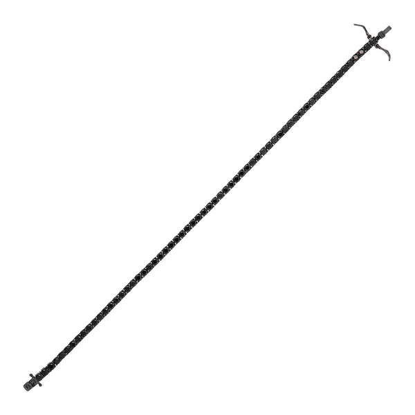 Men's Tennis in Silver Rhodium Black Zircons