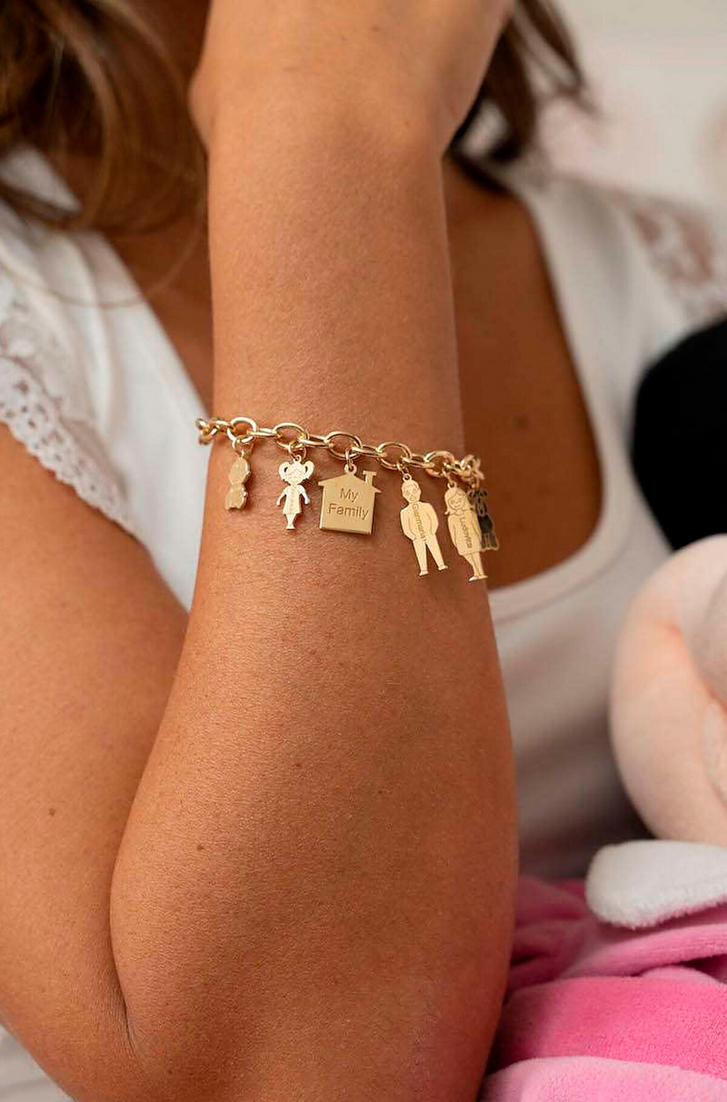 Family Bracelet with Pendants Children Pendants
