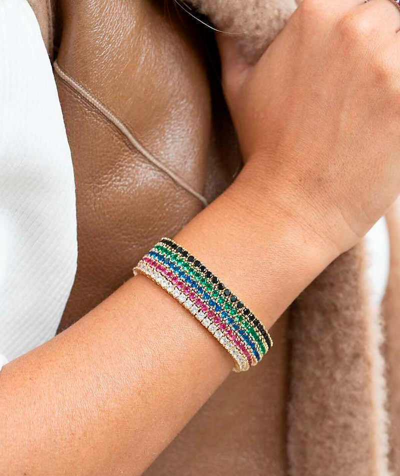 Tennis Bracelet with Colored Zircons