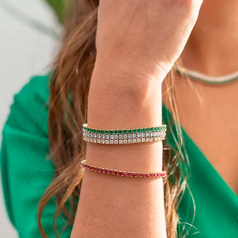 Tennis Bracelet with Colored Zircons