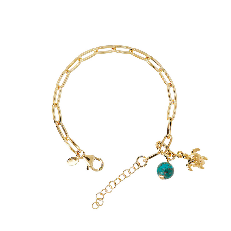 Bracelet with turquoise pendant and sea pendant