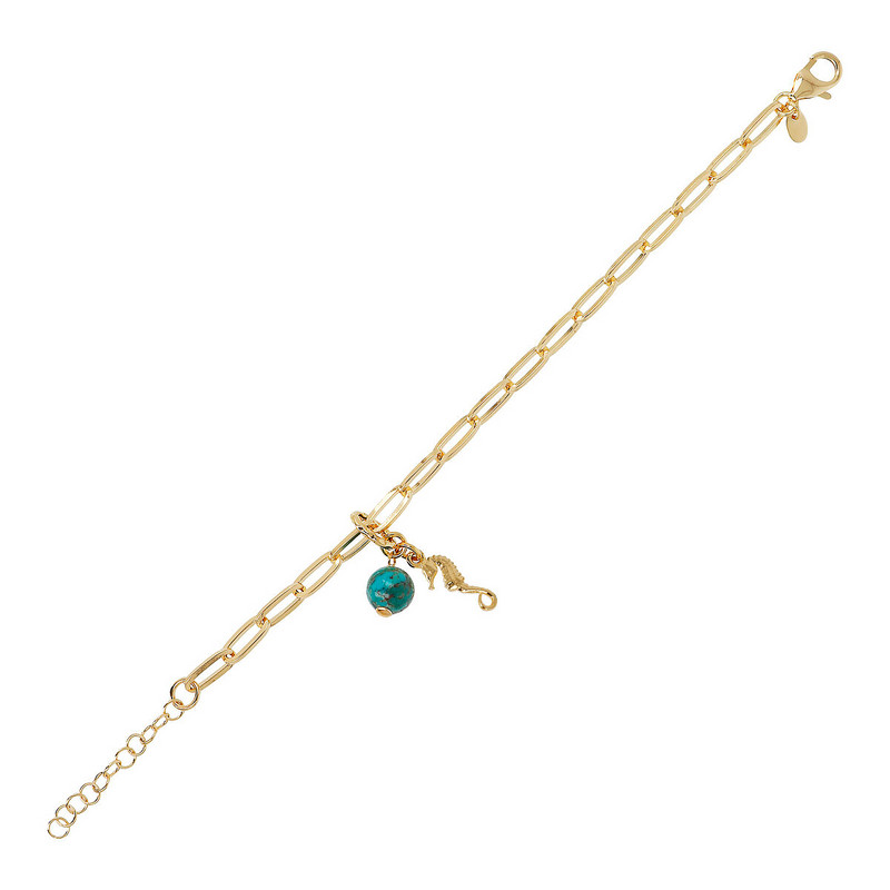 Bracelet with turquoise pendant and sea pendant