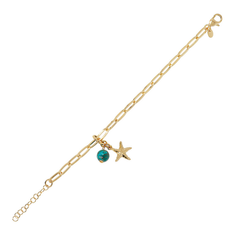 Bracelet with turquoise pendant and sea pendant