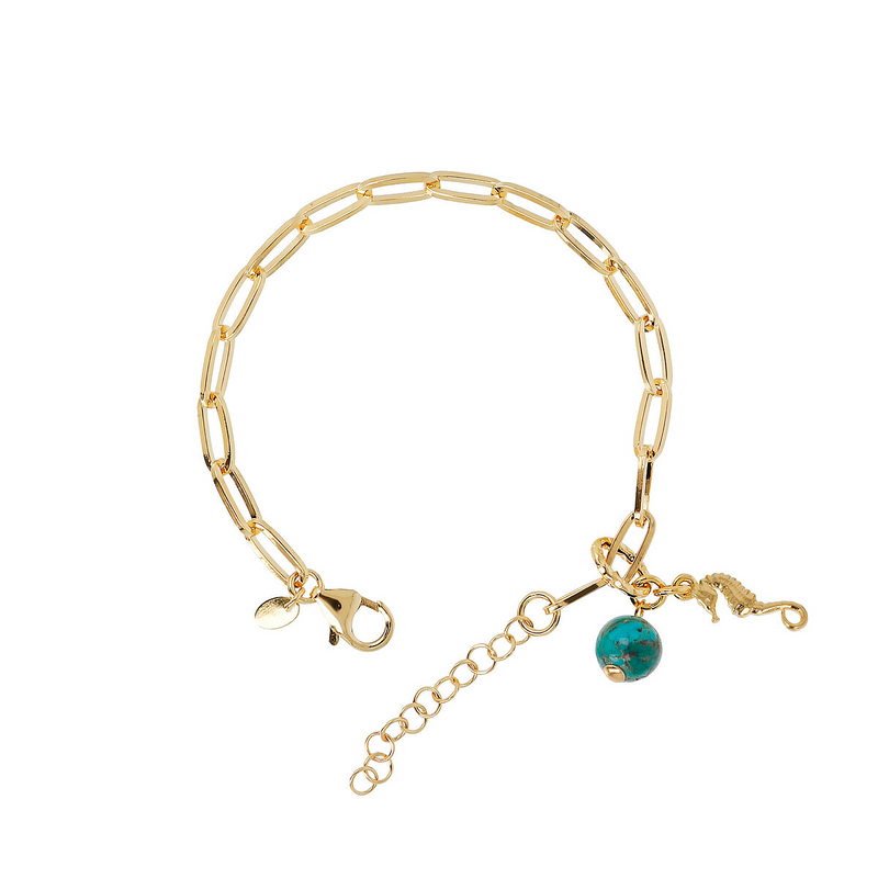 Bracelet with turquoise pendant and sea pendant
