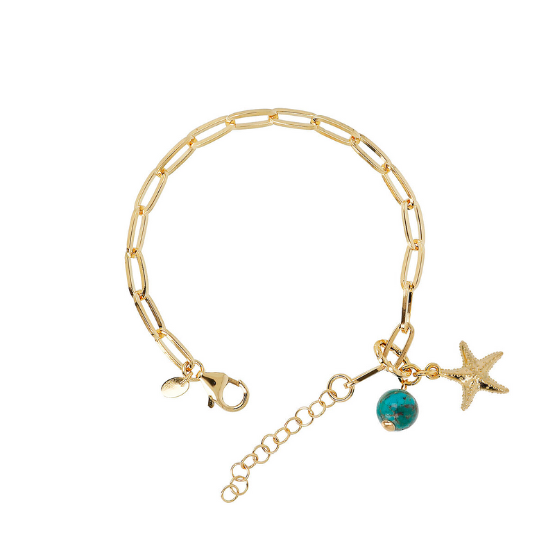 Bracelet with turquoise pendant and sea pendant