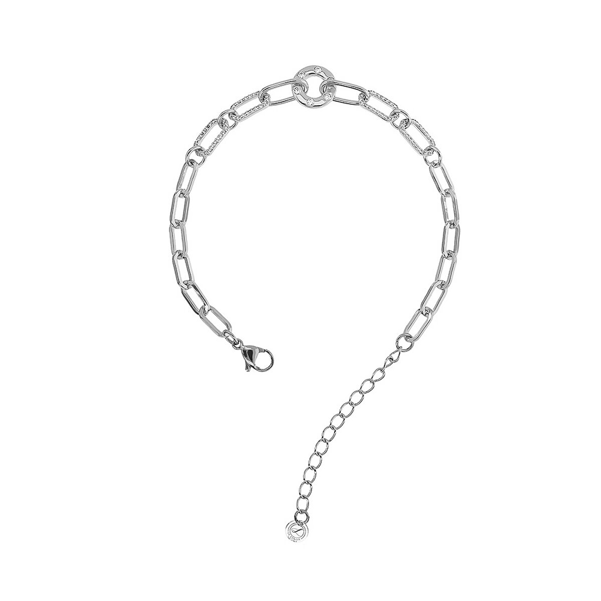 Bracciale fine brillantinato con rolò e cerchio centrale - L DI LINDA