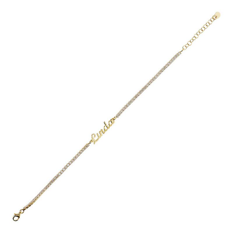 Tennis bracelet with name in cursive