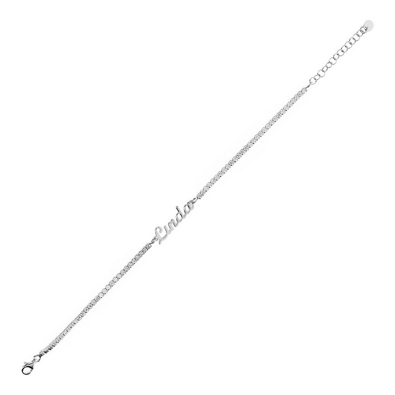 Tennis bracelet with name in cursive