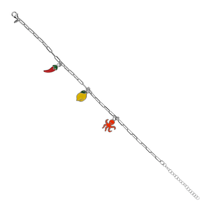 Sapore di Mare. Cavigliera 3 Ciondoli: limone, peperoncino, polpo