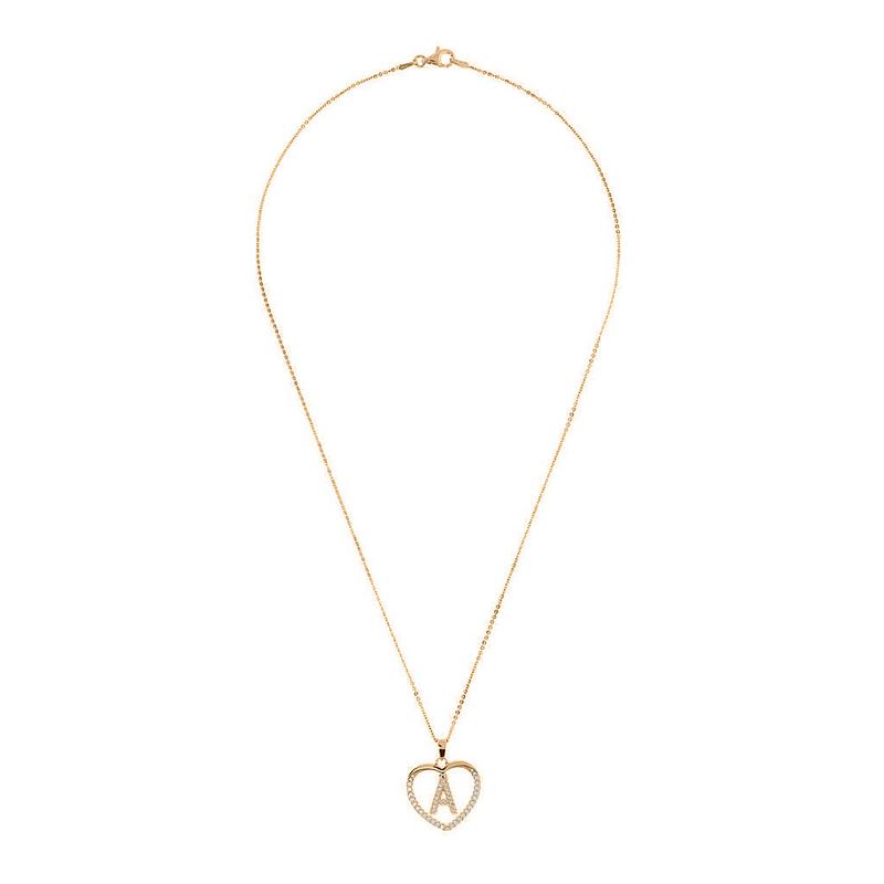 Zirconia heart necklace with initial