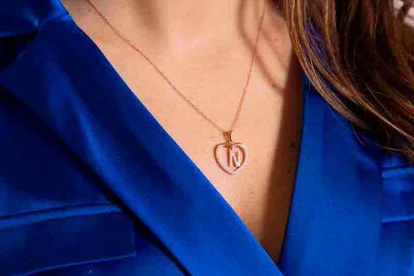Zirconia heart necklace with initial