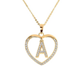 Zirconia heart necklace with initial
